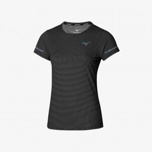 Black Mizuno DRYAEROFLOW UNDYED BLACK TEE | SG_MZN28515