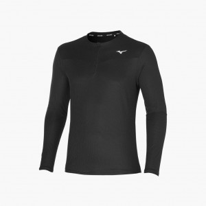 Black Mizuno DRY AEROFLOW LONG SLEEVE HALF ZIP | SG_MZN33684