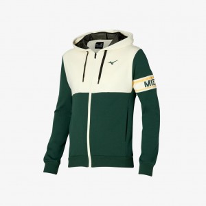 Green White Mizuno ATHLETIC SWEAT JACKET | SG_MZN21352