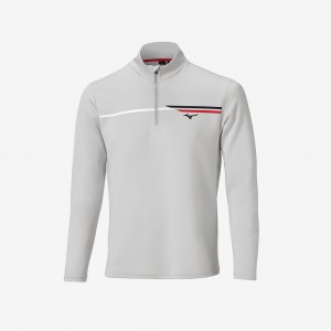 White Mizuno BREEZE T STRIPE QUARTER ZIP | SG_MZN17086