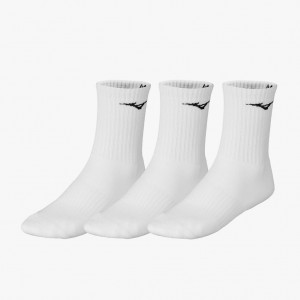 White Mizuno TRAINING CREW SOCKS (3 PACK) | SG_MZN62499