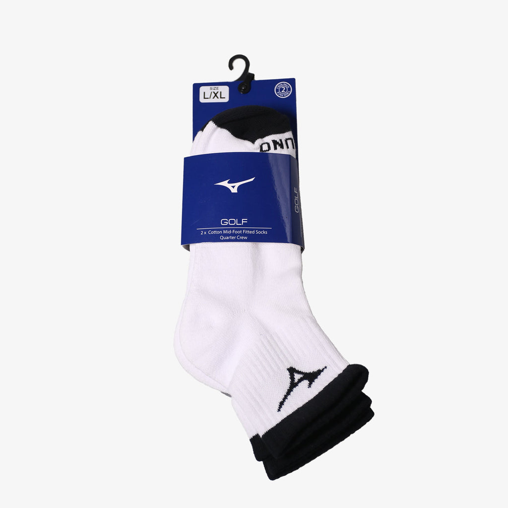 White Grey Mizuno QTR CREW FITTED SOCK (2-PACK) | SG_MZN65990